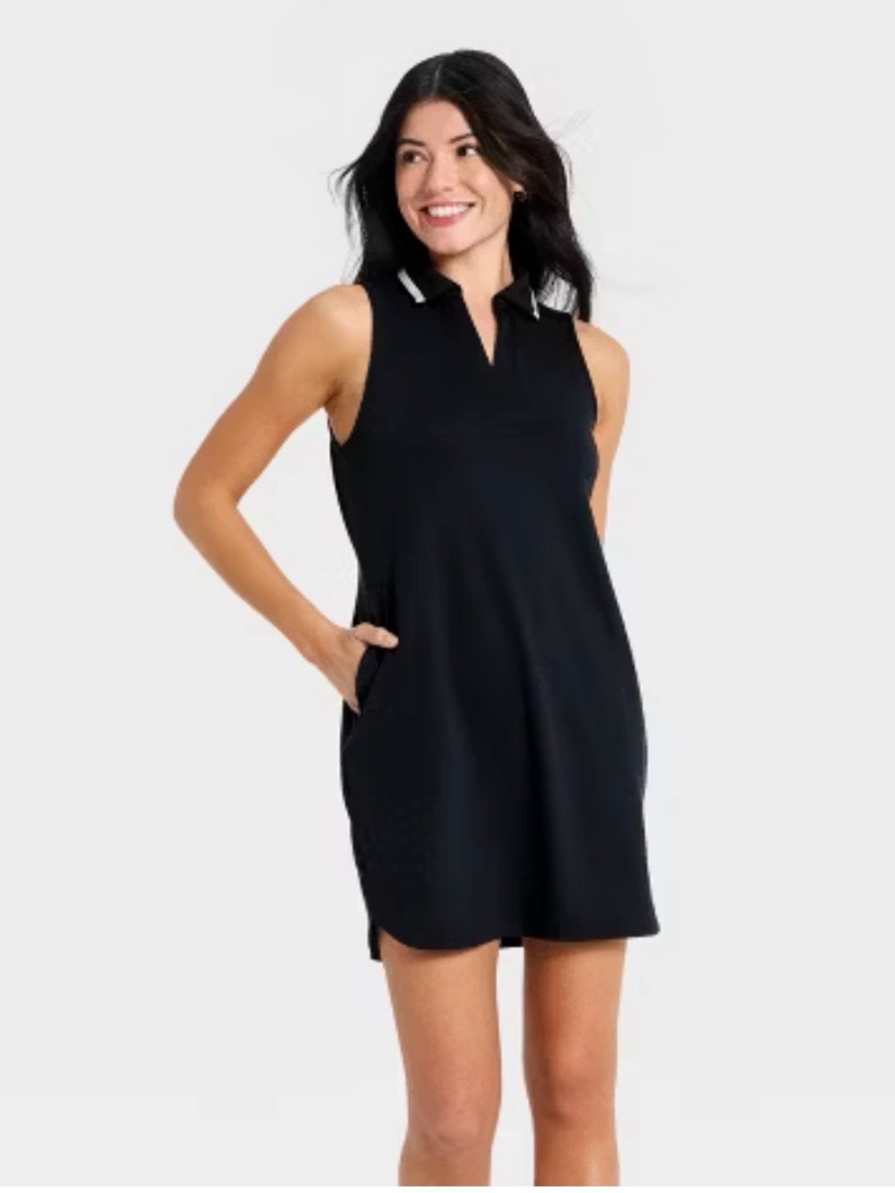 All in Motion Jet Black Airy Collared Dress